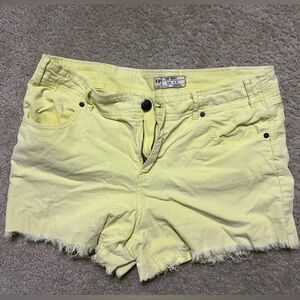 Free People Yellow Frayed Hem Shorts Women Size 31